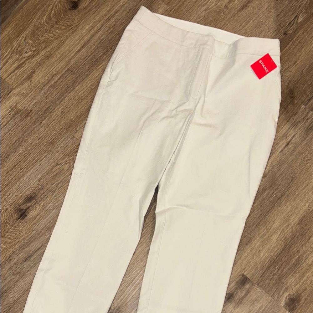 SPANX White and Tan Trousers
